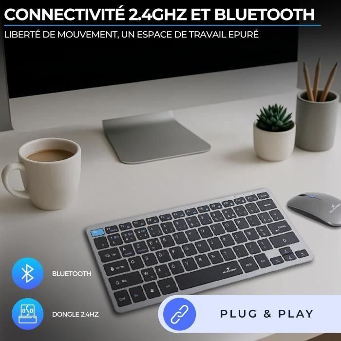 Ensemble Clavier Souris sans fil - BLUESTORK - Pack Mini - Bluetooth & Dongle - Ultra fin et léger - Nomade Télétravail 2