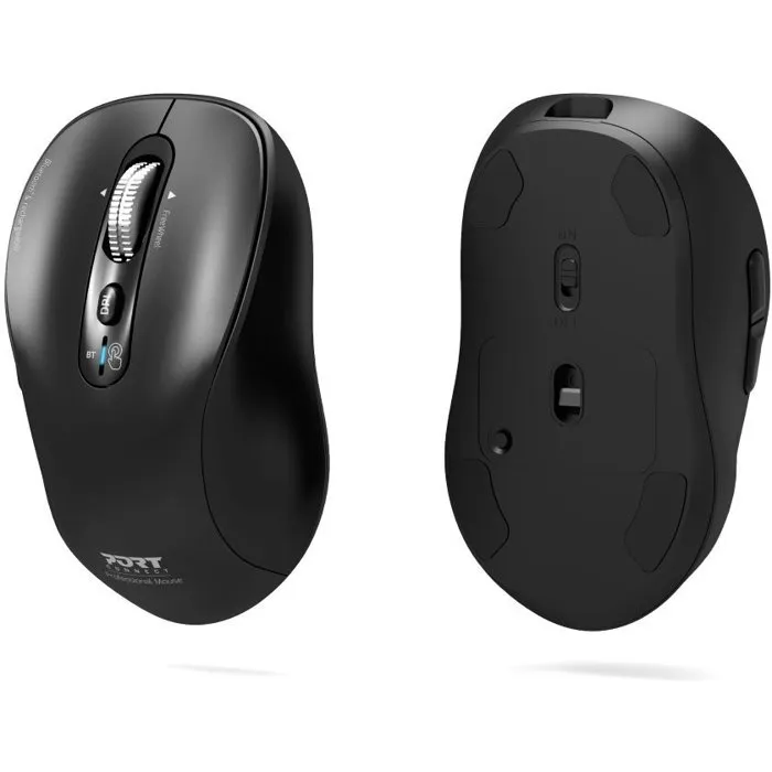 Port Designs 900720 EXPERT - Souris sans fil Bluetooth professionnelle, rechargeable, connectable à 3 appareils, grise