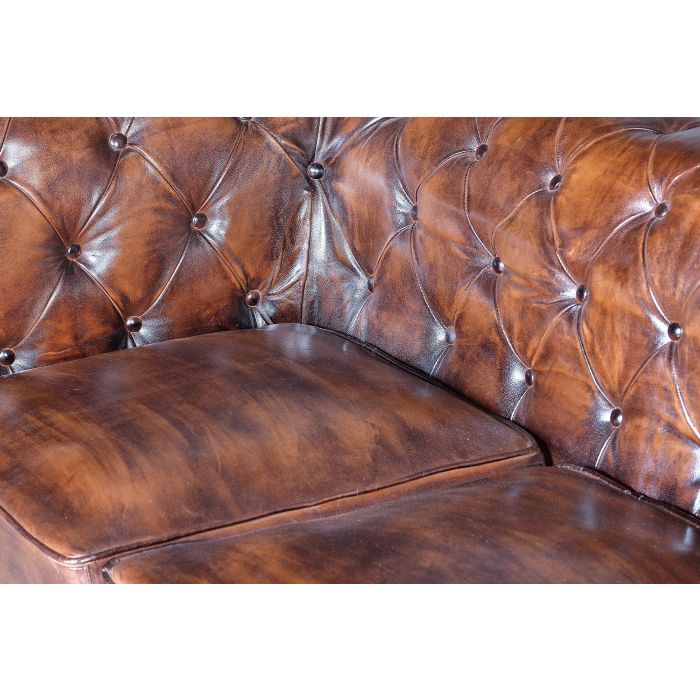 Giner y Colomer Sofa Chester 3 Places en Cuir Brun Vieilli - Canapé en Cuir Naturel Marron (76x200x85 cm) 3 Giner y Colomer Sofa Chester 3 Places en Cuir Brun Vieilli - Canapé en Cuir Naturel Marron (76x200x85 cm) 3