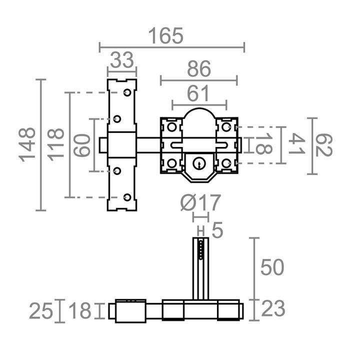 Serrure de sécurité Micel crr09 86l/50 Acier Gris 50 mm Recouvrir 2