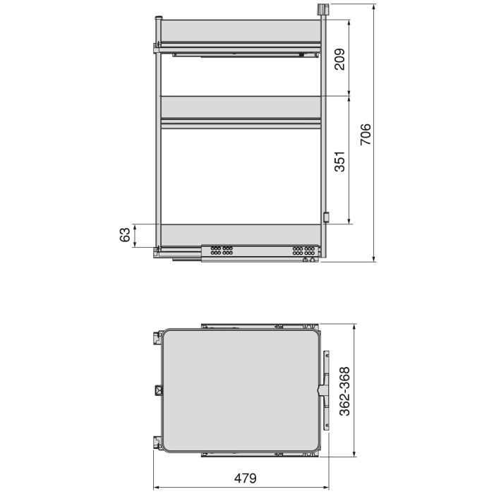 Emuca Chariot extractible Harmony avec fermeture à amortie, Module largeur 400mm hauteur 800mm, Acier et Bois, Gris anthracite 7 Emuca Chariot extractible Harmony avec fermeture à amortie, Module largeur 400mm hauteur 800mm, Acier et Bois, Gris anthracite 7