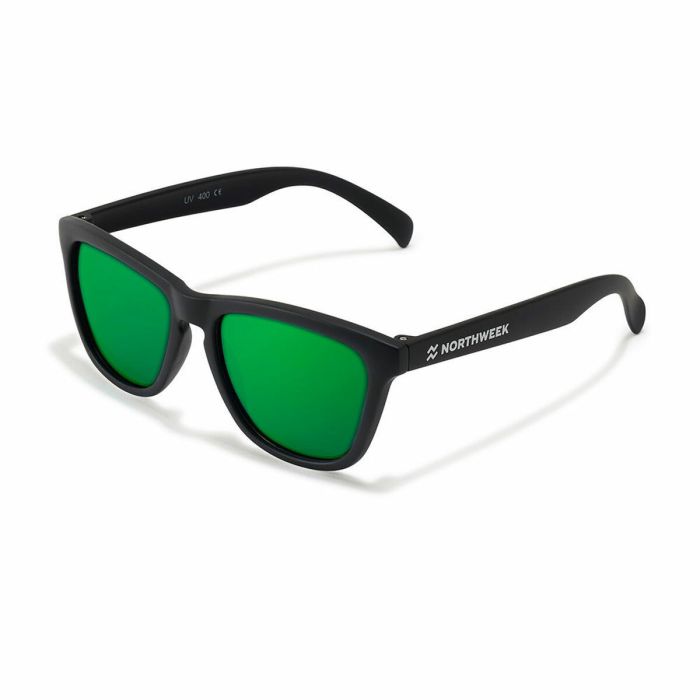 Northweek Lunettes de Soleil Enfants Matte Noir/Vert Carrées Verre Polarisé UV400