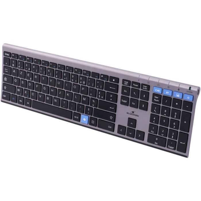 Bluestork Clavier sans fil AZERTY Métallique Silencieux BLU3760162054774