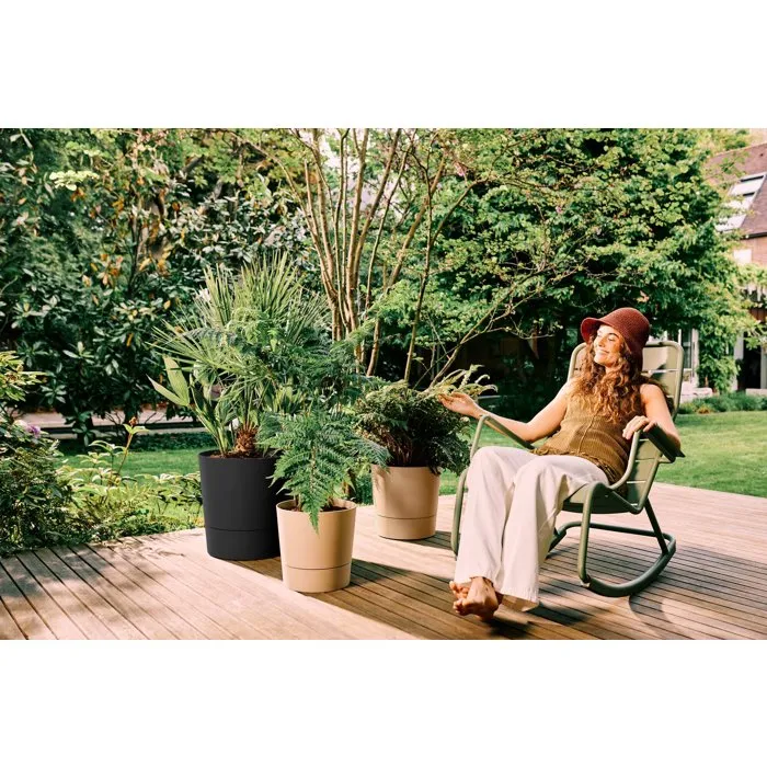 ELHO Pot de fleur Foss Rond 35 - Noir - 21 L - 35 x 34.5 x 34 cm - 100% recyclé - Pour extérieur