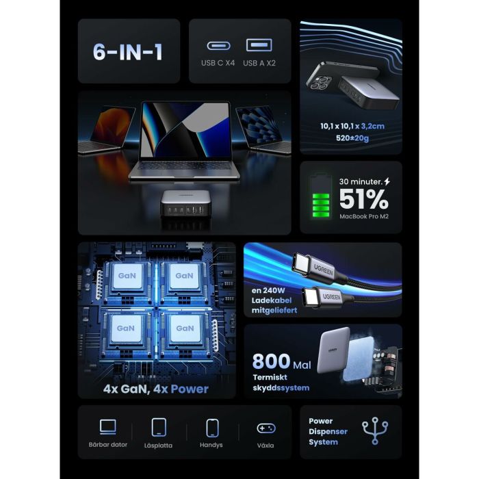 Câble USB vers Lightning Ugreen 40914 Noir Gris 2 m 1