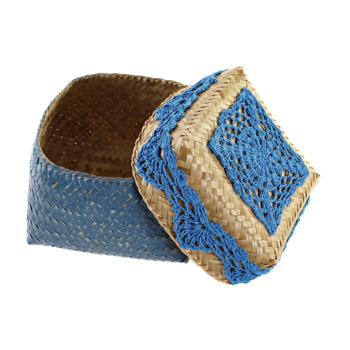 Set de boîtes décoratives DKD Home Decor Bleu Turquoise Naturel Gris clair Bambou Boho 1 Set de boîtes décoratives DKD Home Decor Bleu Turquoise Naturel Gris clair Bambou Boho 1