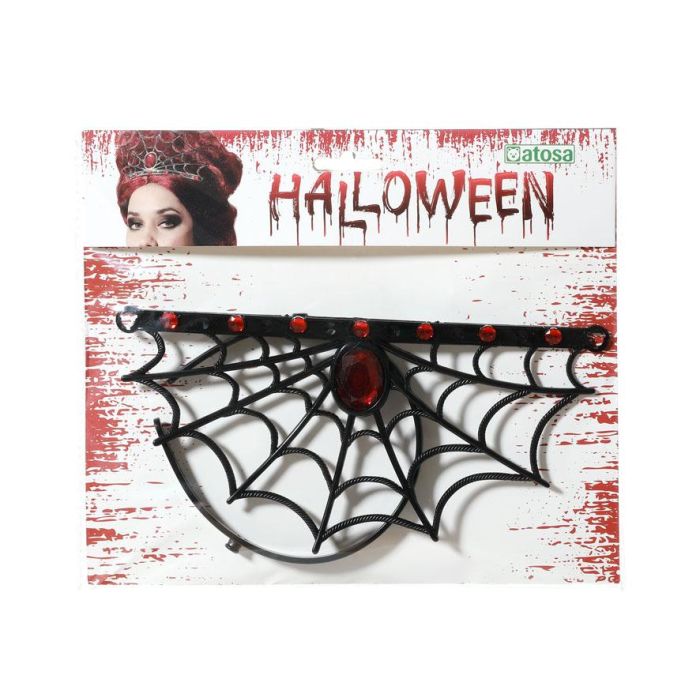 Diademe de Vampiresse pour Femme Adulte pour Halloween - Couronne Gothique avec Toiles d'Araignée et Pierres Rouges Brillantes pour Cosplay ou Fêtes