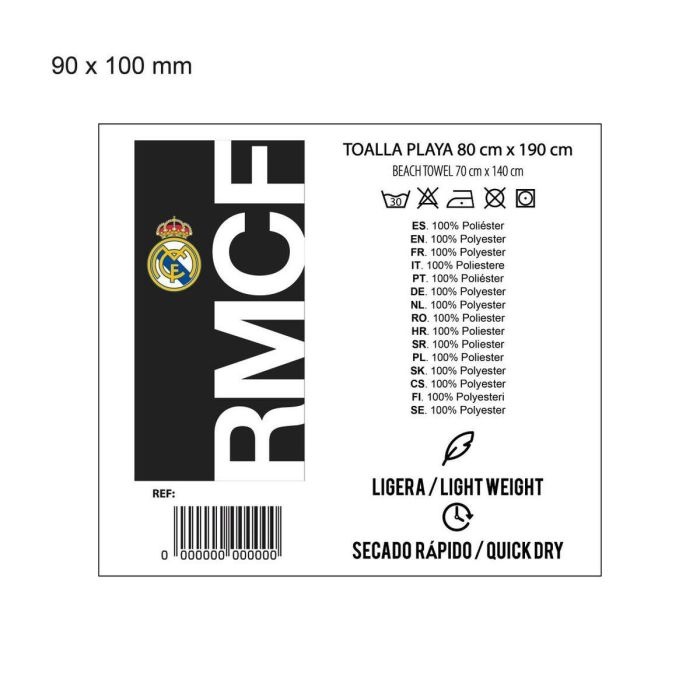 Serviette de plage Real Madrid C.F. Noir 3