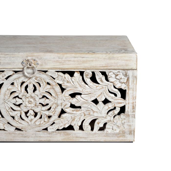 GINER Y COLOMER Buffet en bois de manguier et métal, sculpté à la main, finition blanc vieilli 2