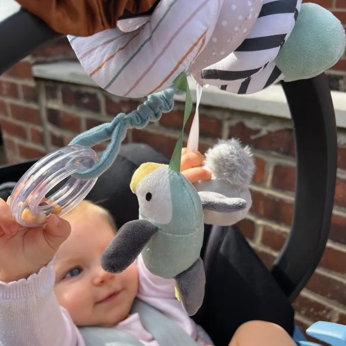 Nuby - Spirale d'activités sensorielle pour poussette et siège-auto avec animaux en peluche, hochets et textures - Jouet d'éveil pour bébé - Beige Nuby - Spirale d'activités sensorielle pour poussette et siège-auto avec animaux en peluche, hochets et textures - Jouet d'éveil pour bébé - Beige