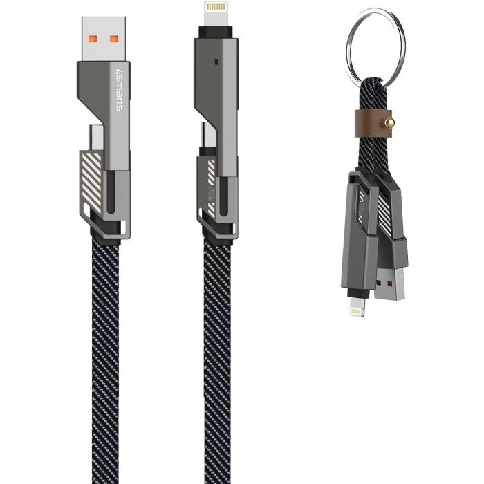 4smarts USB-C Kabel ComboCord Flat 240W. 1.5m + Keyring Kabel 1