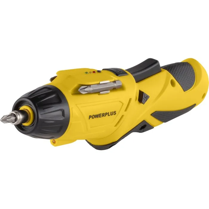 Powerplus Tournevis POWX00406 4 V avec Eclairage LED, Poignée Ajustable 2 Positions et Porte-embout Magnétique HEX - Léger et Compact pour Bricolage