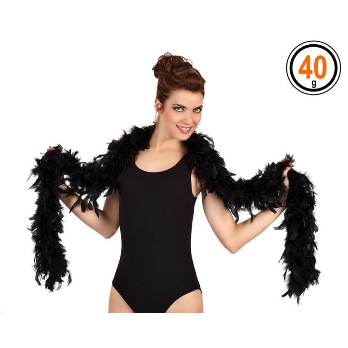 Boa en plumes noires 40 g - Élégant pour costume de vampire, vedette, diva ou sorcière - Halloween, théâtre, cabaret, carnaval