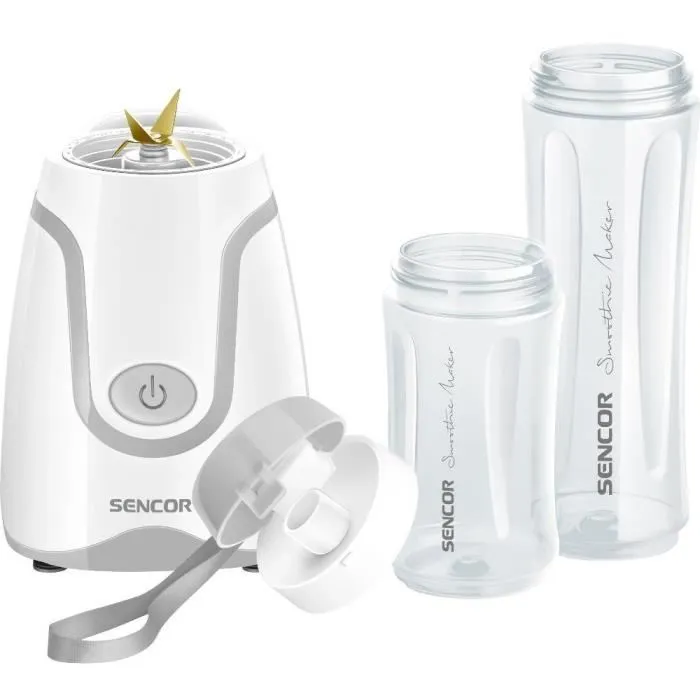 Sencor SBL 2210WH - Blender Smoothie 500 W avec 2 Bouteilles sans BPA et 4 Lames Inox pour Smoothies, Milkshakes et Soupes