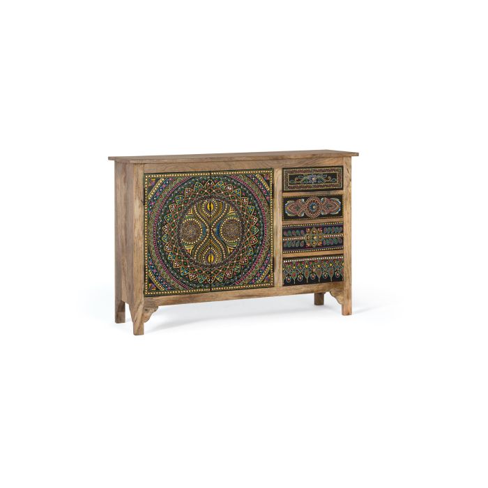 GINER Y COLOMER Buffet en bois de manguier, 2 portes et 4 tiroirs multicolores, peinture à la main, dimensions 107x33x73 cm 1 GINER Y COLOMER Buffet en bois de manguier, 2 portes et 4 tiroirs multicolores, peinture à la main, dimensions 107x33x73 cm 1