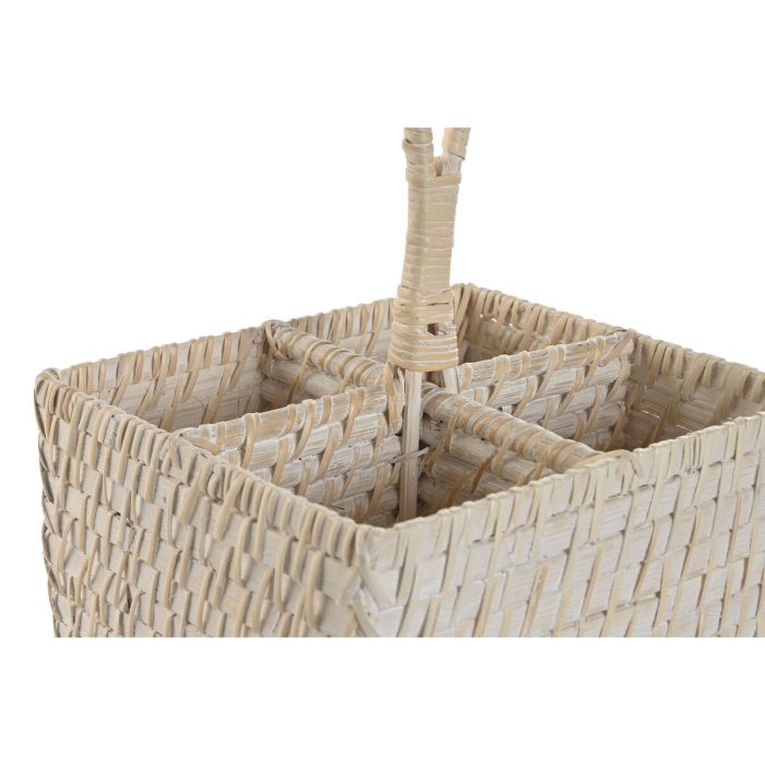 Panier à couverts Home ESPRIT Blanc Naturel Bambou 19 x 19 x 27 cm 2