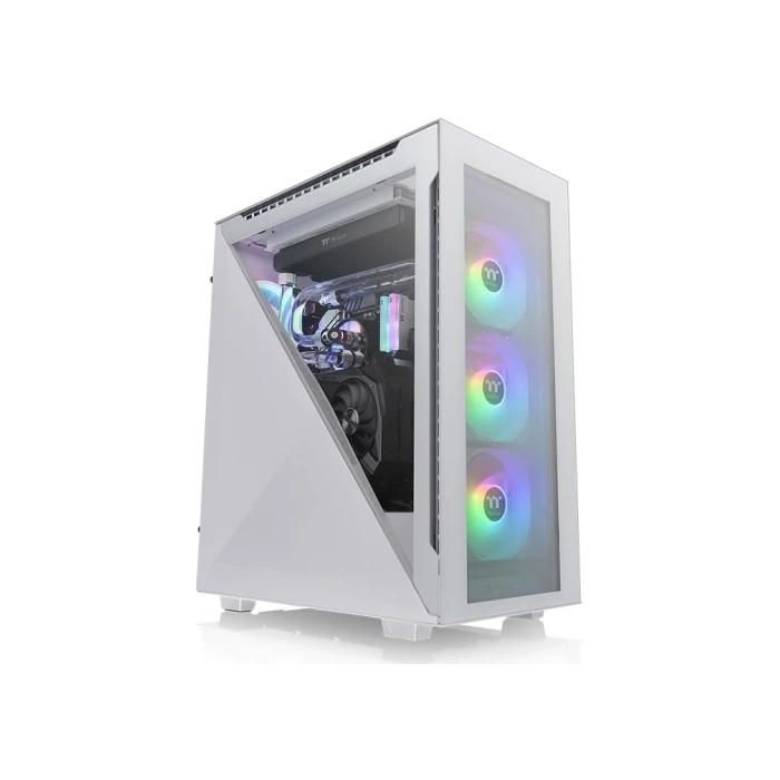 Thermaltake Divider 500 TG Snow ARGB - Boîtier PC Gamer Blanc Mid-Tower avec vitre trempée, ventilateurs ARGB, support ATX/mATX/Mini-ITX, 7 slots, refroidissement liquide