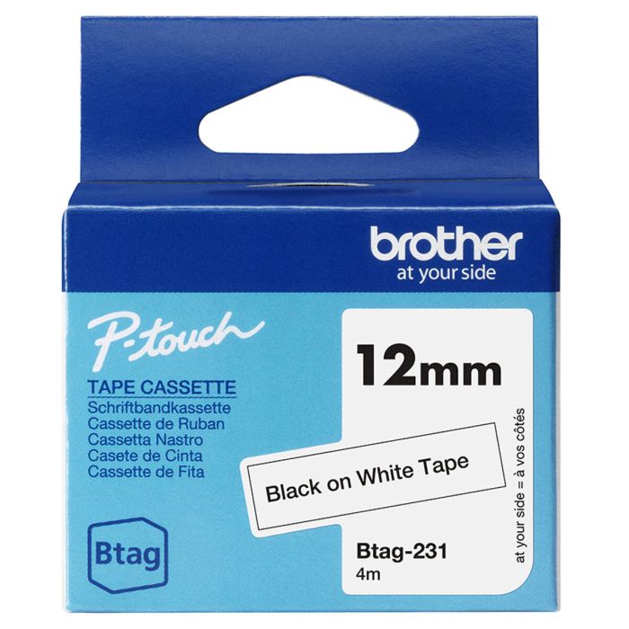 Ruban adhésif Brother BTAG-231 Noir/Blanc