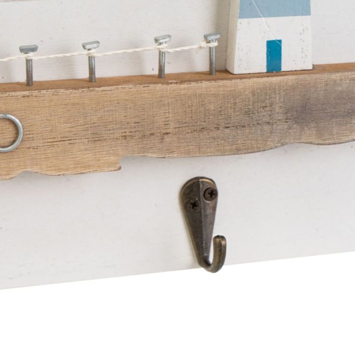 Portemanteau Blanc Naturel Métal Fer Bois MDF 40 x 4 x 18 cm 3 Portemanteau Blanc Naturel Métal Fer Bois MDF 40 x 4 x 18 cm 3