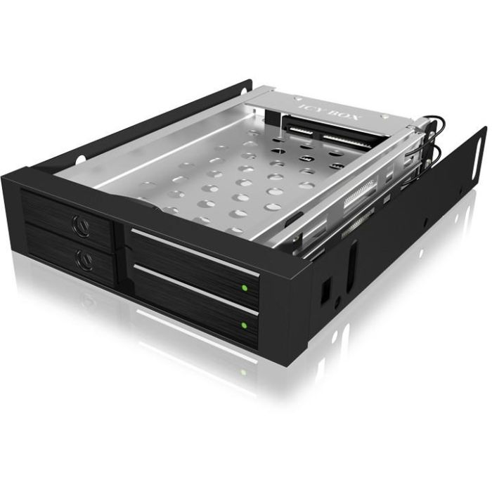 Wechselrahmen. 2xSATA 2.5" zu 2xSATA Host. trägerlos. für 3.5" Schacht ICY BOX 1