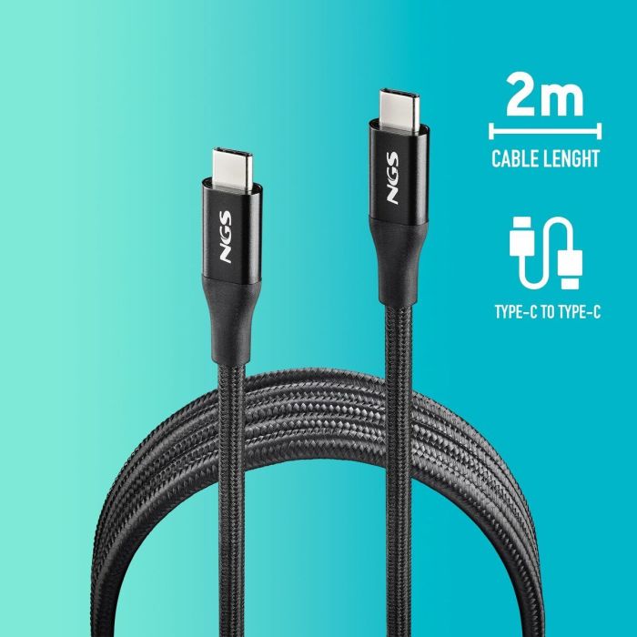 Câble USB-C NGS KNOT240W-2 Noir 2 m 7 Câble USB-C NGS KNOT240W-2 Noir 2 m 7