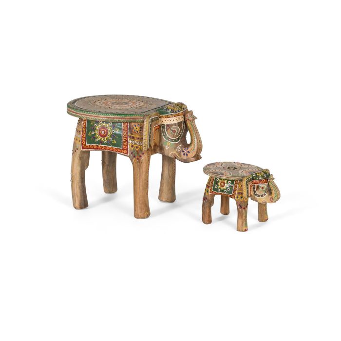GINER Y COLOMER - Lot de 2 Figurines d'Éléphants en Bois de Mango Sculptées et Peintes à la Main - Grand Modèle 35 x 48 x 35 cm, Petit Modèle 18 x 19 x 27 cm 0 GINER Y COLOMER - Lot de 2 Figurines d'Éléphants en Bois de Mango Sculptées et Peintes à la Main - Grand Modèle 35 x 48 x 35 cm, Petit Modèle 18 x 19 x 27 cm 0