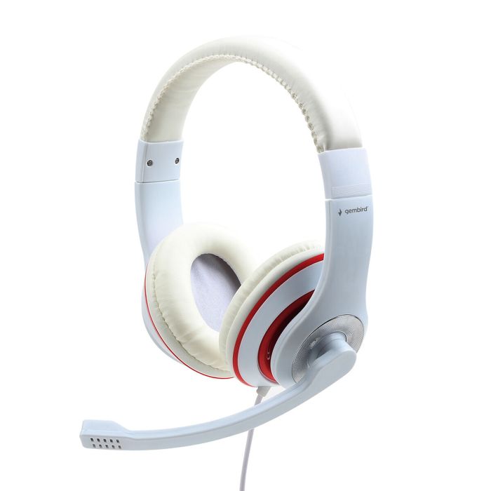 Casques avec Microphone GEMBIRD MHS-03-WTRD Blanc 0 Casques avec Microphone GEMBIRD MHS-03-WTRD Blanc 0