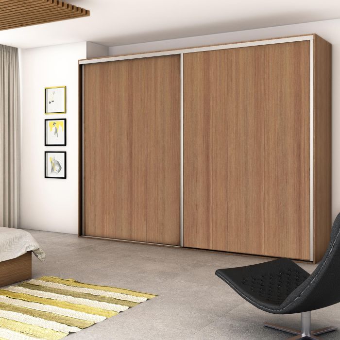 Emuca Kit de quincaillerie pour Placard 81 2 portes coulissantes à fermeture souple, profil profond, épaisseur 18mm, panneaux non inclus, Anodisé mat 1