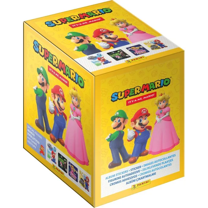 Panini - Boîte en métal collector Super Mario - 36 pochettes (180 stickers) avec carte Édition Limitée n°8 - Stickers optichrome