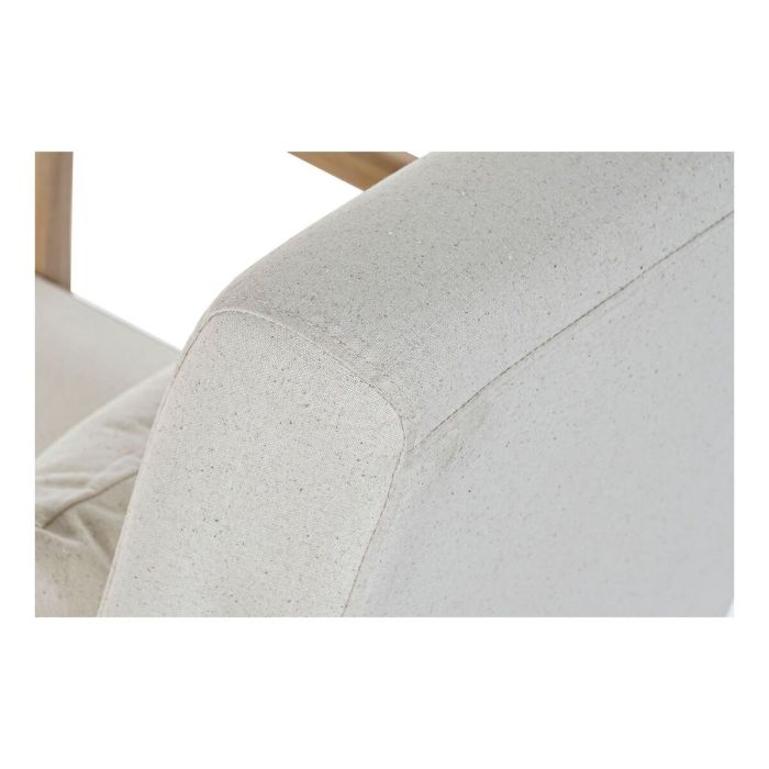 Fauteuil à Bascule DKD Home Decor Beige Naturel Lin Bois d'hévéa 66 x 85 x 81 cm 1