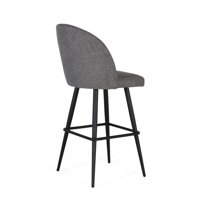 Tabouret de Bar GINER Y COLOMER Tapiza2 - Lot de 2 Tabourets Gris avec Assise Acolchada, Pieds en Acier Tubulaire Noir, Dimensions: Assise 48x43 cm, Dos 35x50 cm 3