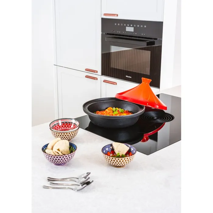 Cosy & Trendy Tajine en fonte Ø 30 cm Orange et Noir - Pour tous feux dont induction, four et micro-ondes - Poêle à mijoter