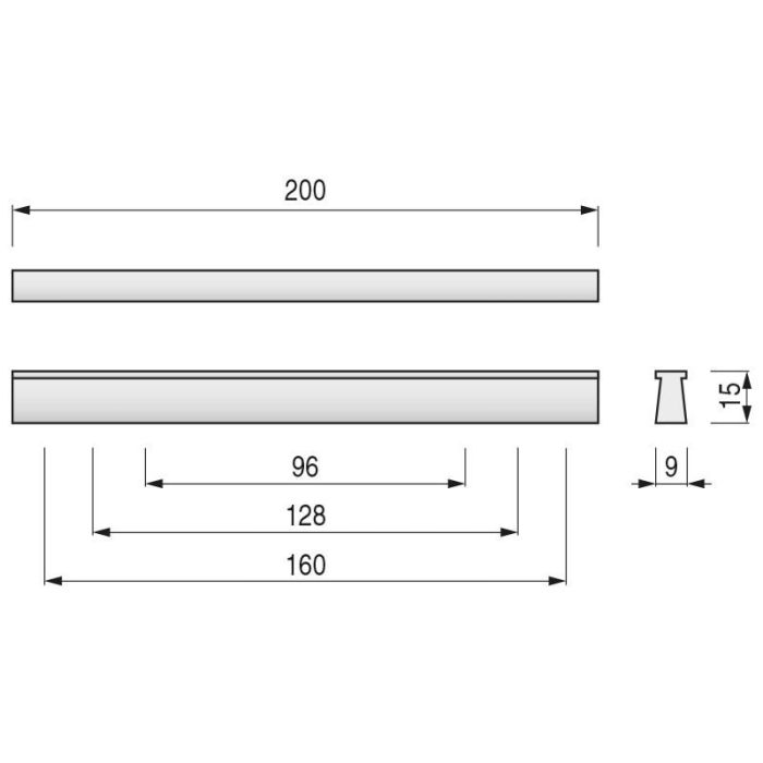 Tirador De Plástico Para Muebles. Distancias Entre Agujeros C96/128/160 Mm. Ral9006. Largo 200 Mm Trentadue 1