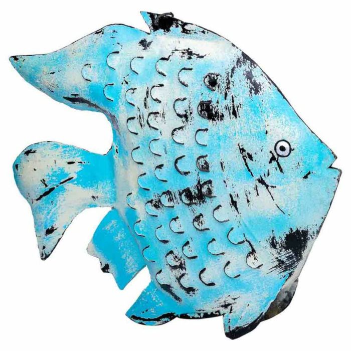 Bougeoir Alexandra House Living Bleu Bois de manguier 8 x 46 x 62 cm Poisson 4