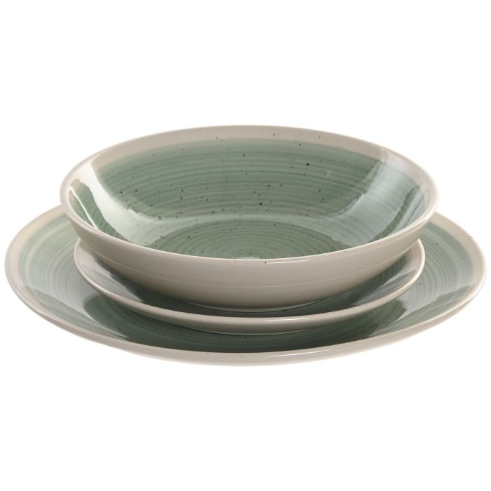Assiettes Home ESPRIT Blanc Vert Grès 18 Pièces