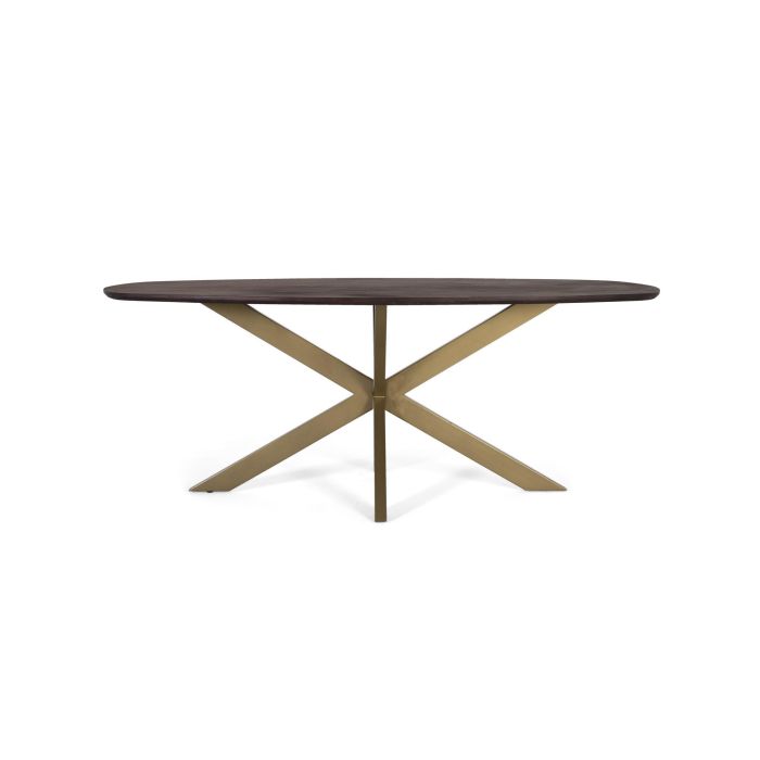 GINER Y COLOMER - Table de Salle à Manger Ovale en Bois d'Acacia et Métal Doré, Finition Noisetier, Design Araignée, 200 cm - Fonctionnelle et Élégante 0 GINER Y COLOMER - Table de Salle à Manger Ovale en Bois d'Acacia et Métal Doré, Finition Noisetier, Design Araignée, 200 cm - Fonctionnelle et Élégante 0