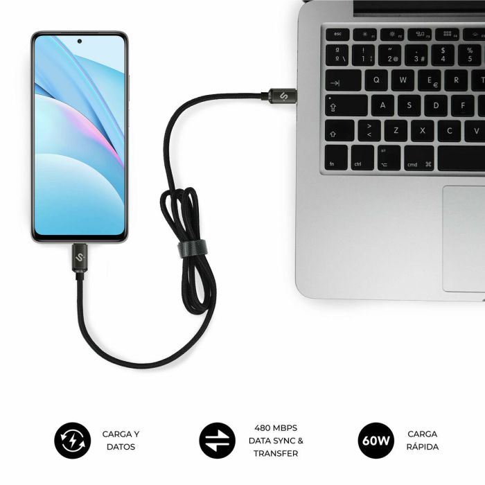 Câble USB-C vers USB-C Subblim OPTIMUS Noir 1 m 8