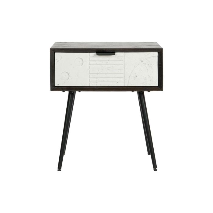 Table de Nuit DKD Home Decor 45 x 38 x 50 cm Noir Métal Blanc Bois de manguier Wengue 5