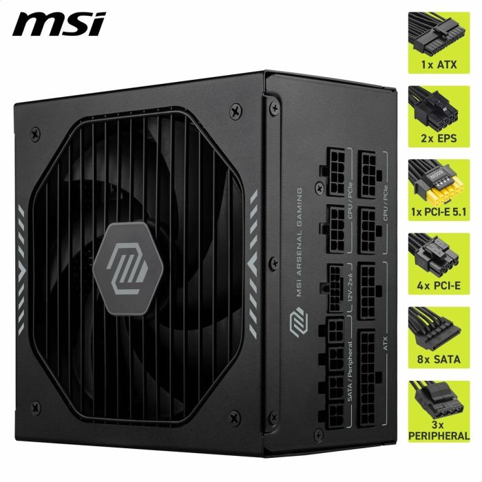 Bloc d’Alimentation MSI 306-7ZPIY11-CE0 850 W 80 Plus Gold ATX 3