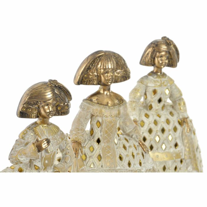 Figurine Décorative DKD Home Decor Miroir Beige Doré Résine Dame Traditionnel (18 x 13 x 23 cm) (3 Unités) 2