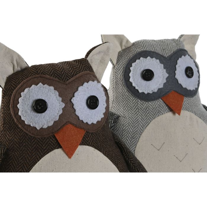 Support de porte Home ESPRIT Sable 25 x 12 x 20 cm Hibou (2 Unités) 2