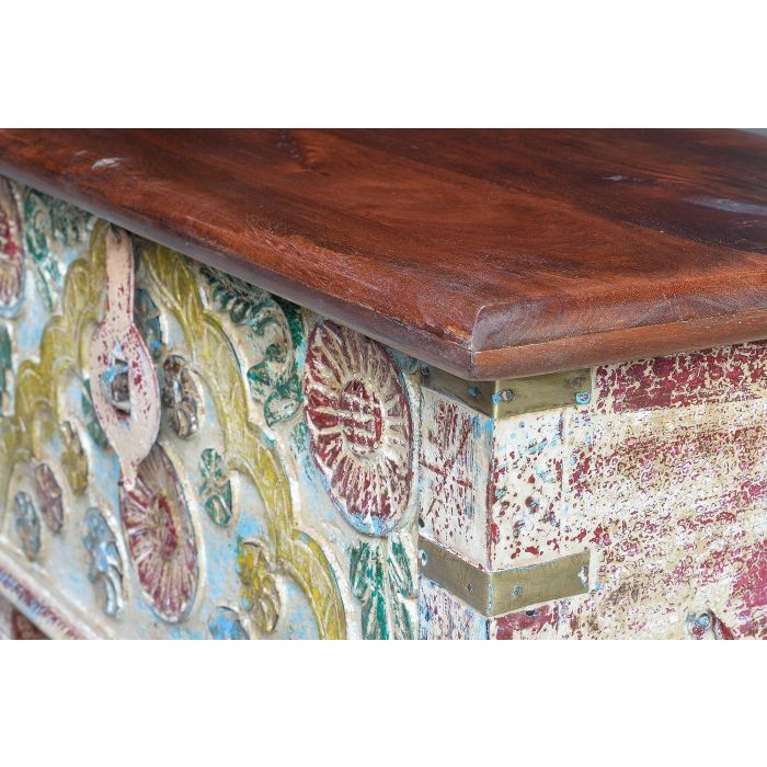 GINER Y COLOMER Bâûl coffre de rangement en bois de manguier couleur noyer, style ethnique avec détails en bronze, ouverture supérieure - 80x40x45 cm 4 GINER Y COLOMER Bâûl coffre de rangement en bois de manguier couleur noyer, style ethnique avec détails en bronze, ouverture supérieure - 80x40x45 cm 4