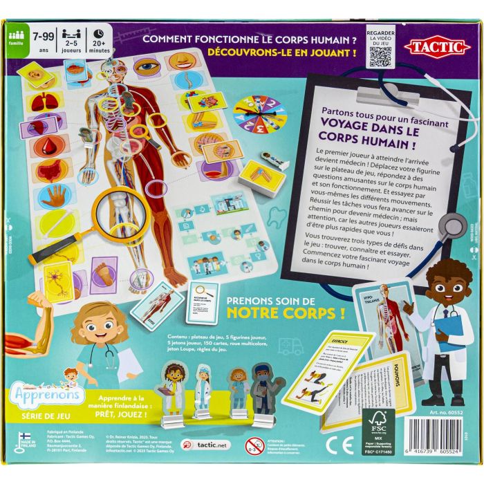 Tactic - Jeu de société éducatif 'Apprenons le corps humain' - À partir de 7 ans - 2 joueurs et plus - Découverte du fonctionnement du corps