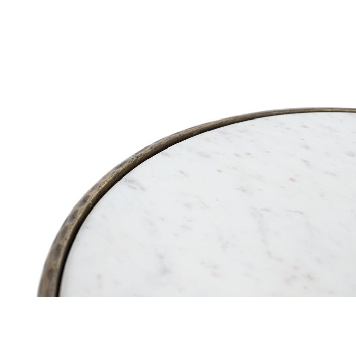 GINER Y COLOMER - Lot de 2 tables basses rondes en fer et marbre, design contemporain, couleur doré et blanc 3