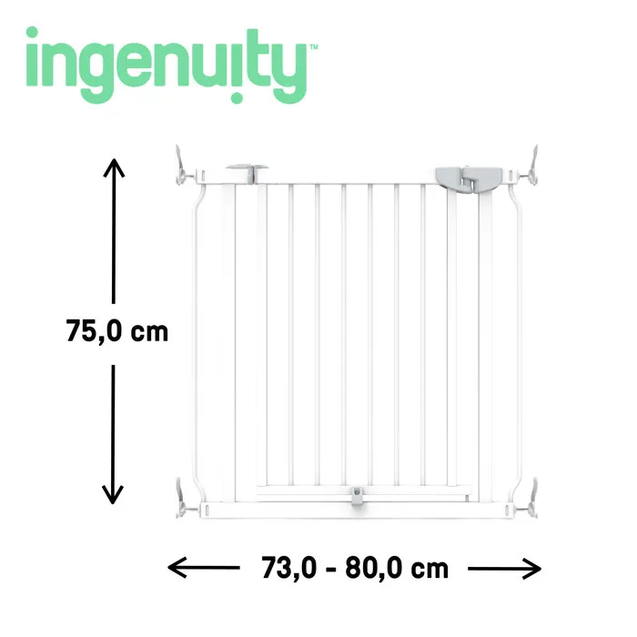 Ingenuity Barrière de sécurité Easy Install sans perçage de 73 à 80 cm, installation par pression pour portes et escaliers Ingenuity Barrière de sécurité Easy Install sans perçage de 73 à 80 cm, installation par pression pour portes et escaliers