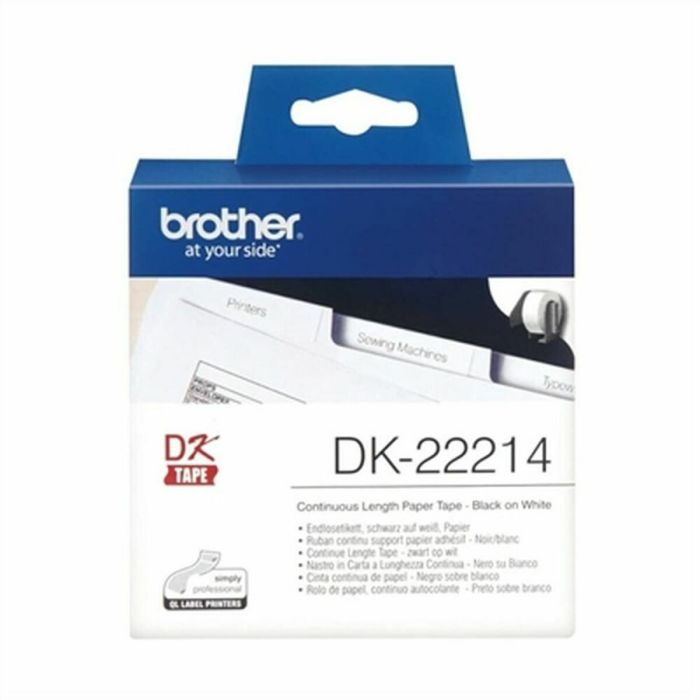 Bande continue de papier thermique Brother DK-22214 Blanc Noir 0 Bande continue de papier thermique Brother DK-22214 Blanc Noir 0