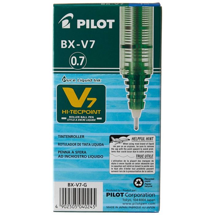 stylo à encre liquide Pilot V-7 Hi-Tecpoint Vert 0,5 mm (12 Unités) 1