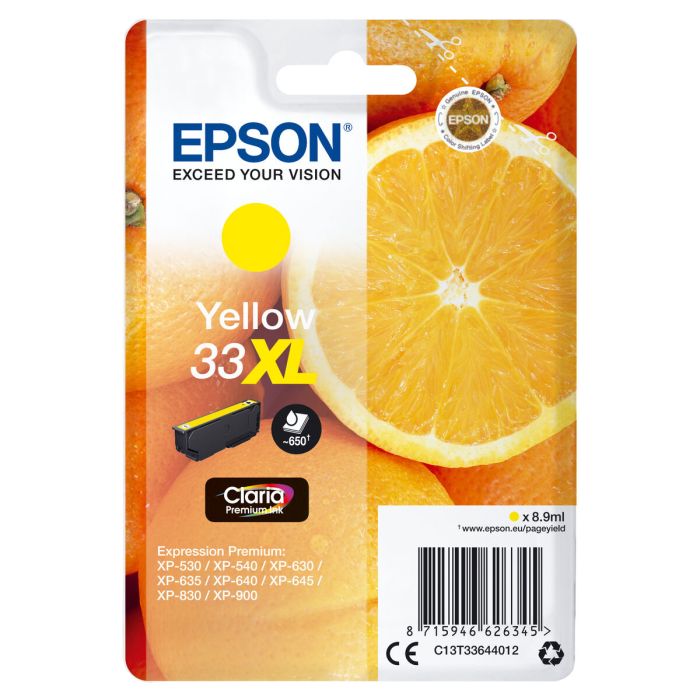 Epson Cartouche d'encre 33XL Jaune Haute Capacité (XL) C13T33644012