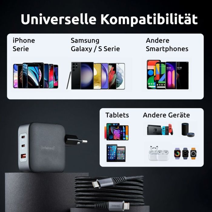 Chargeur mural INTENSO GaN W100ACC Noir 100 W 5