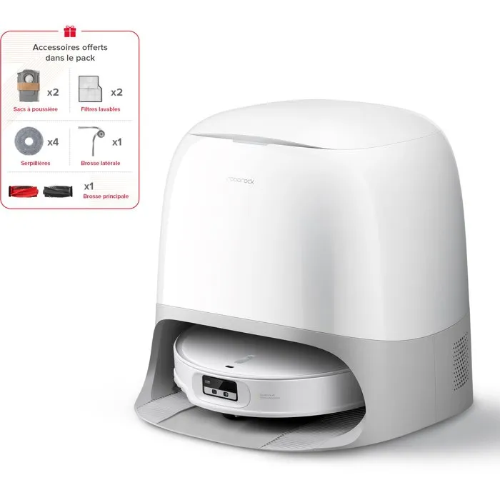 Roborock Qrevo Curv 2 ProX - Aspirateur robot laveur avec station d'accueil, navigation LiDAR, autonomie 180 min, 25000 Pa, 7,98 cm de hauteur et châssis AdaptiLift